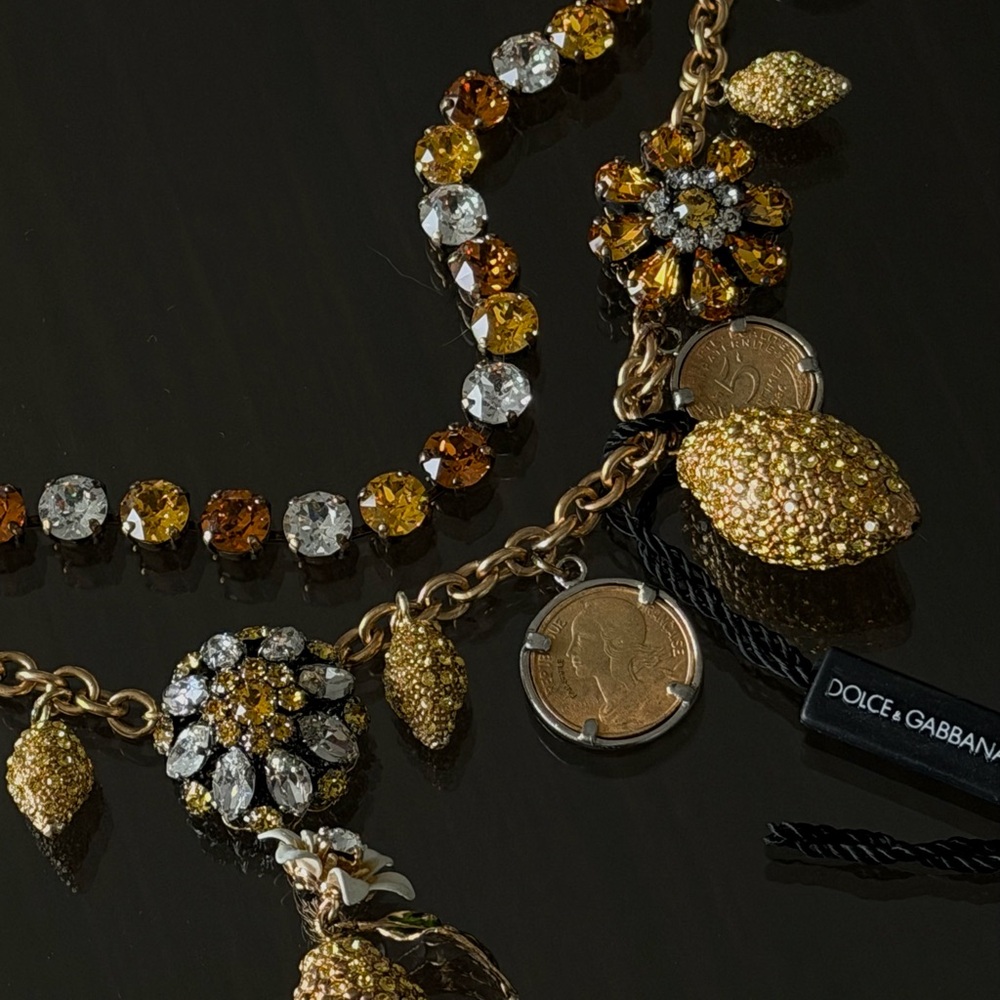 Dolce & Gabbana Embellished Coin Charm Necklace - Picture 5 of 6